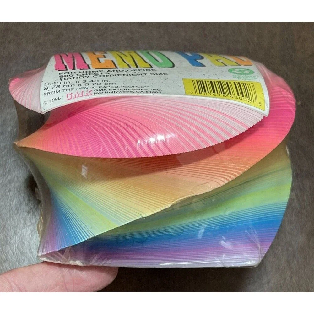 Vintage SEALED 1996 1990s Neon Swirl Memo Pad Scratch Pad Made in USA Retro NOS
